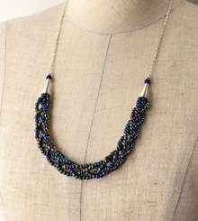 Oil Spill beaded braided necklace