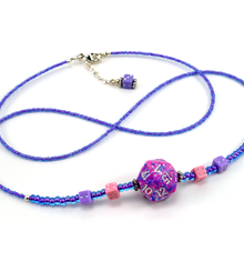 Pink and purple dice necklace