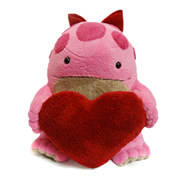 Handmade pink quaggan plush with red heart