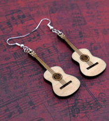 Maple ply wood guitar dangle earrings