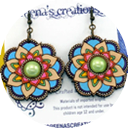 Flower Mandala earrings on display card