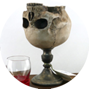 Skull Goblet on display with glass