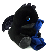 Black Sleepy Dragon with blue blanket