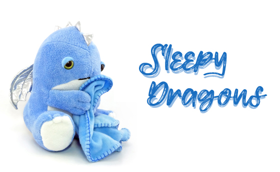 Blue Sleepy Dragon with text