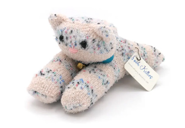 A pink and speckled striped Sock Kitty