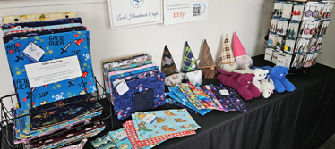 A display table of crafts for sale