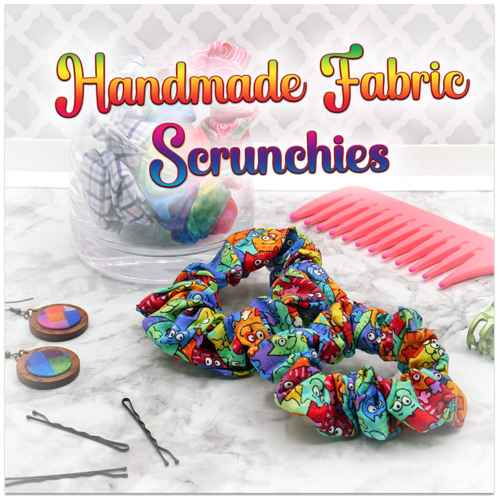 Display of scrunchies on table in a cup